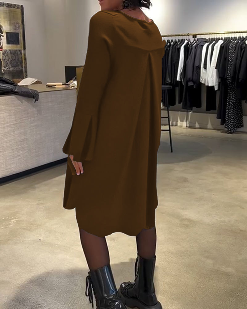 Jovalinne - Casual Flared Sleeve Dress