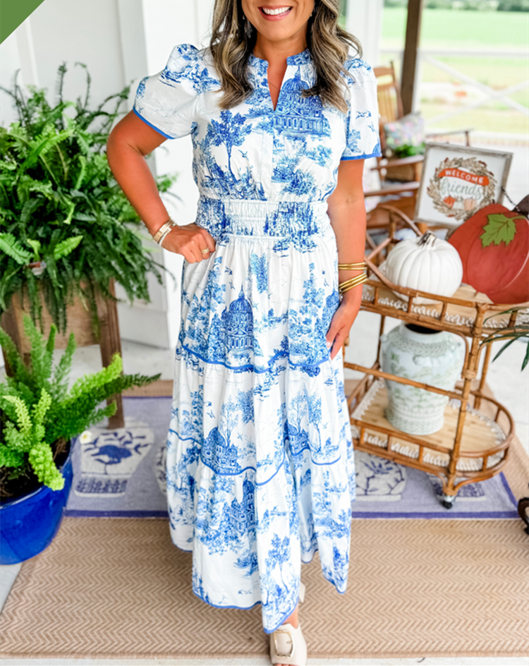 Selindra™ - Klassieke maxi-jurk met canvasprint 