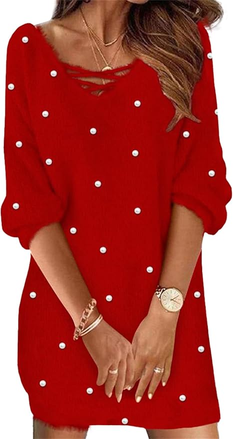 Doravine - Artistic V-Neck Dress – Casual Elegance with a Modern Touch