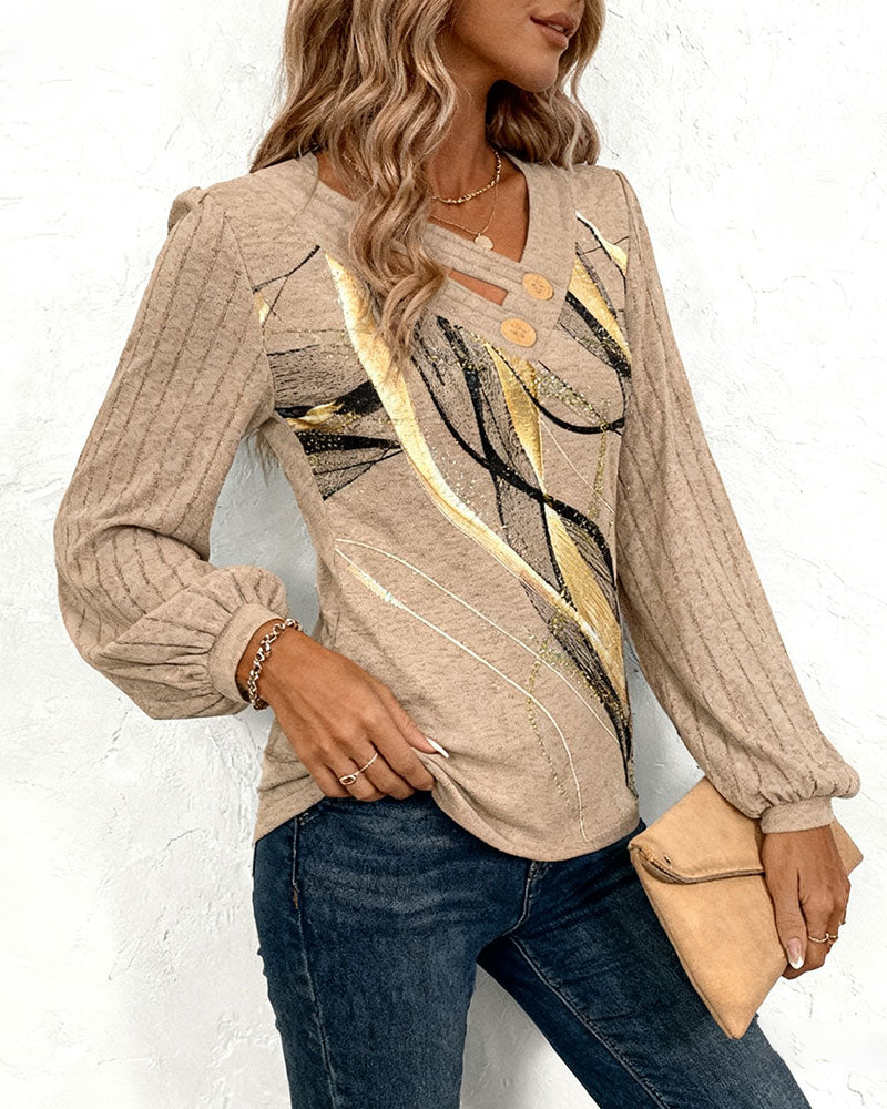 Briavine - Elegant Striped Blouse with Puff Lantern Sleeves