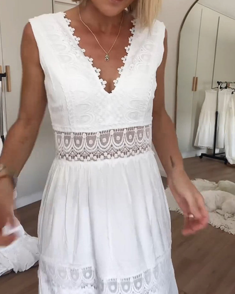 Mirna™ - V-neck lace tank dress