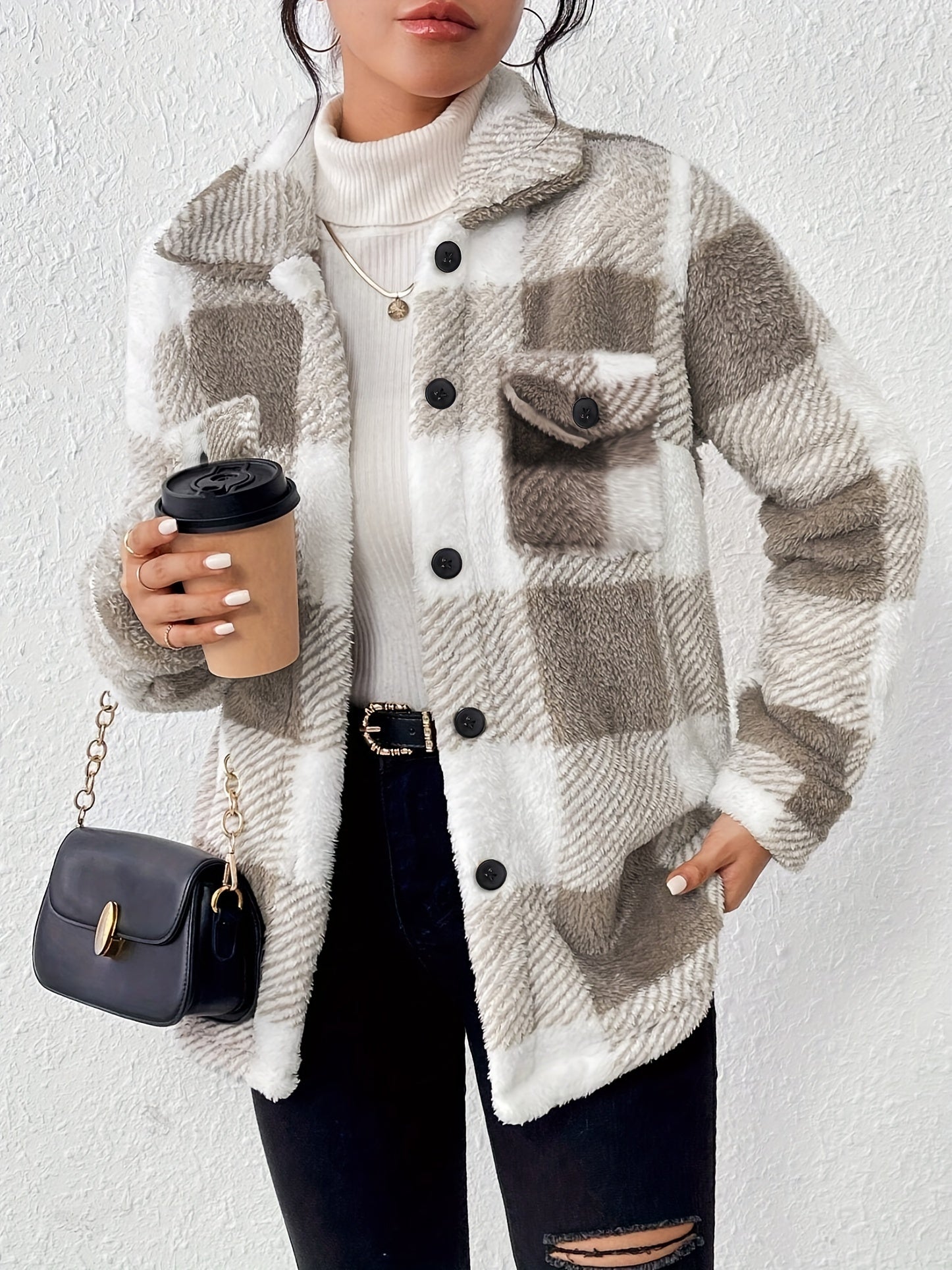 Doreline™ - Winter Plush Jacket with Check Print