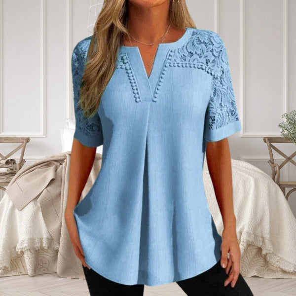 Alvara™ - Women's Elegant Short Sleeve Lace Summer Shirt