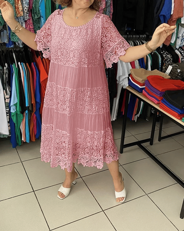 Gwenira™ - Elegant Plain Lace Dress - Subtle Refinement for All Occasions.
