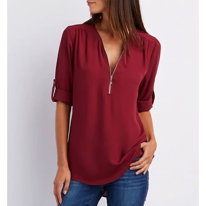 Quelina™ - Blouse met 3/4 mouwen en rits