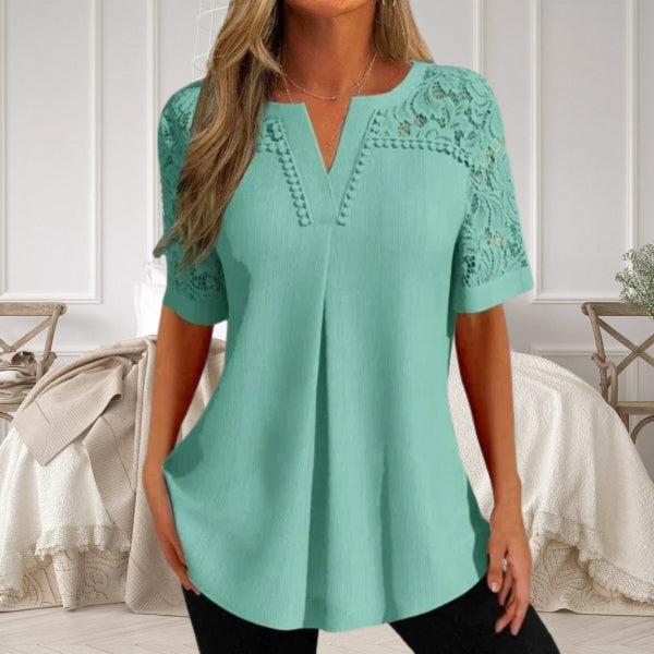 Alvara™ - Women's Elegant Short Sleeve Lace Summer Shirt