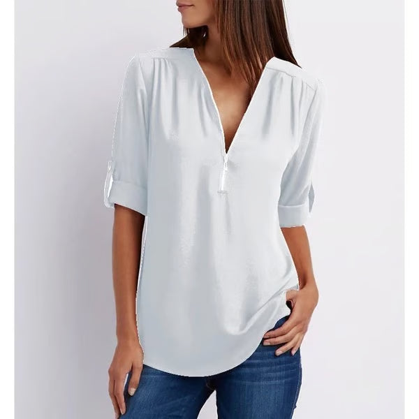 Quelina™ - Blouse met 3/4 mouwen en rits