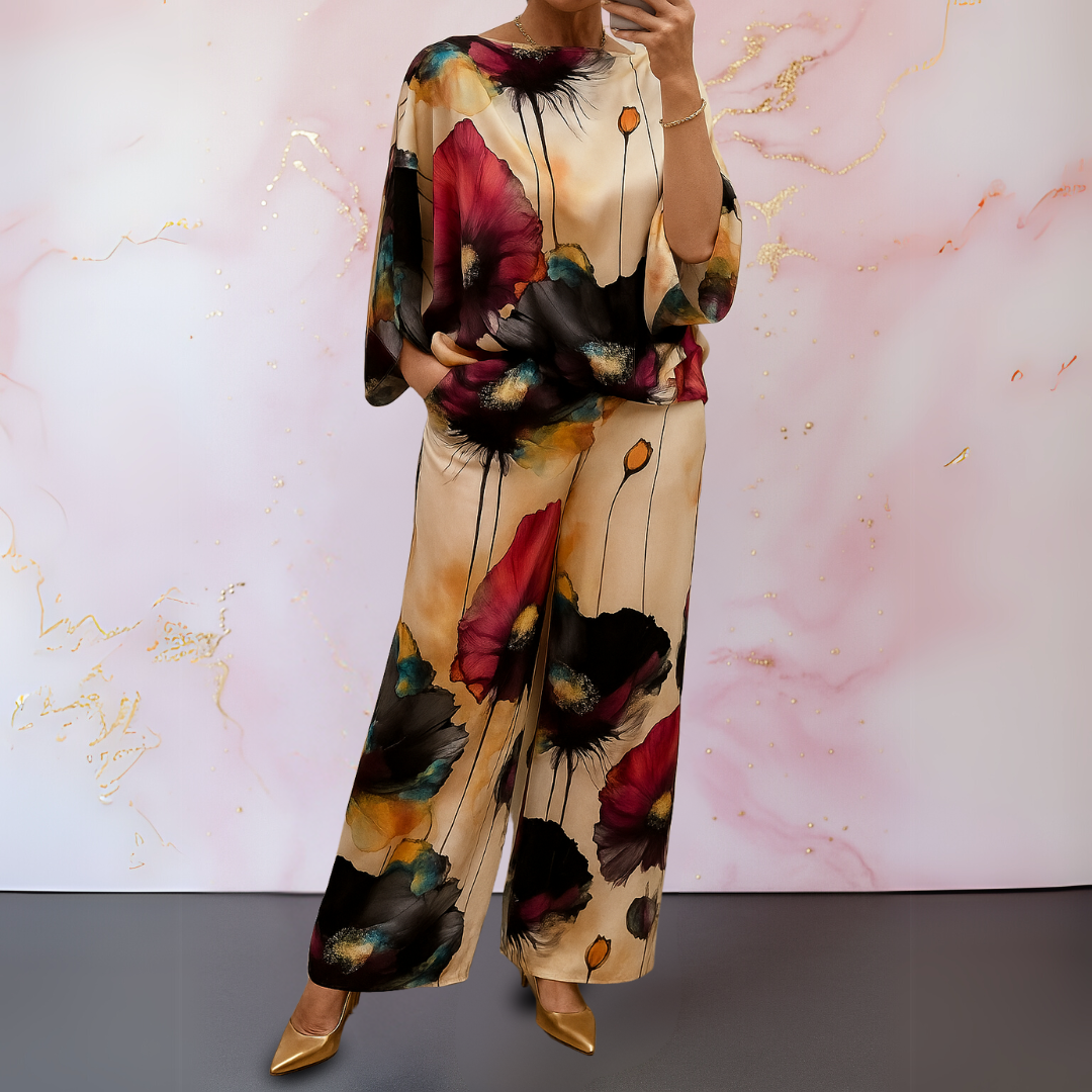 Ysella - Bold and Refined Satin Two Piece Women's Set
