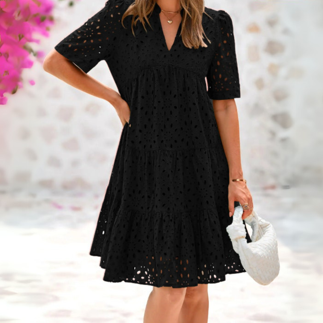 Cressida - Elegant Shirred Lace Dress for an Unforgettable Summer
