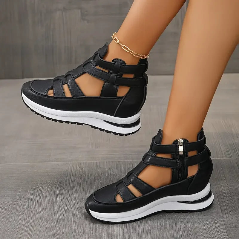 Romina - Elegant and lightweight wedge sandals with side zipper