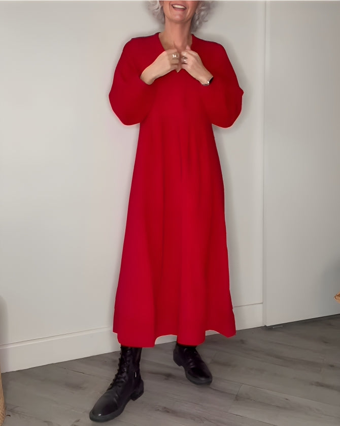 Amanda - Long-Sleeve V-Neck Dress – Elegant & Flattering