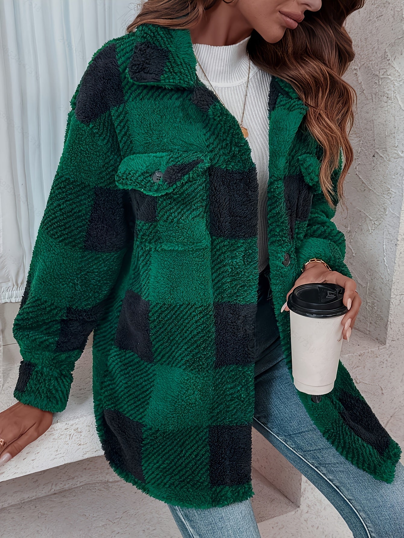 Doreline™ - Winter Plush Jacket with Check Print