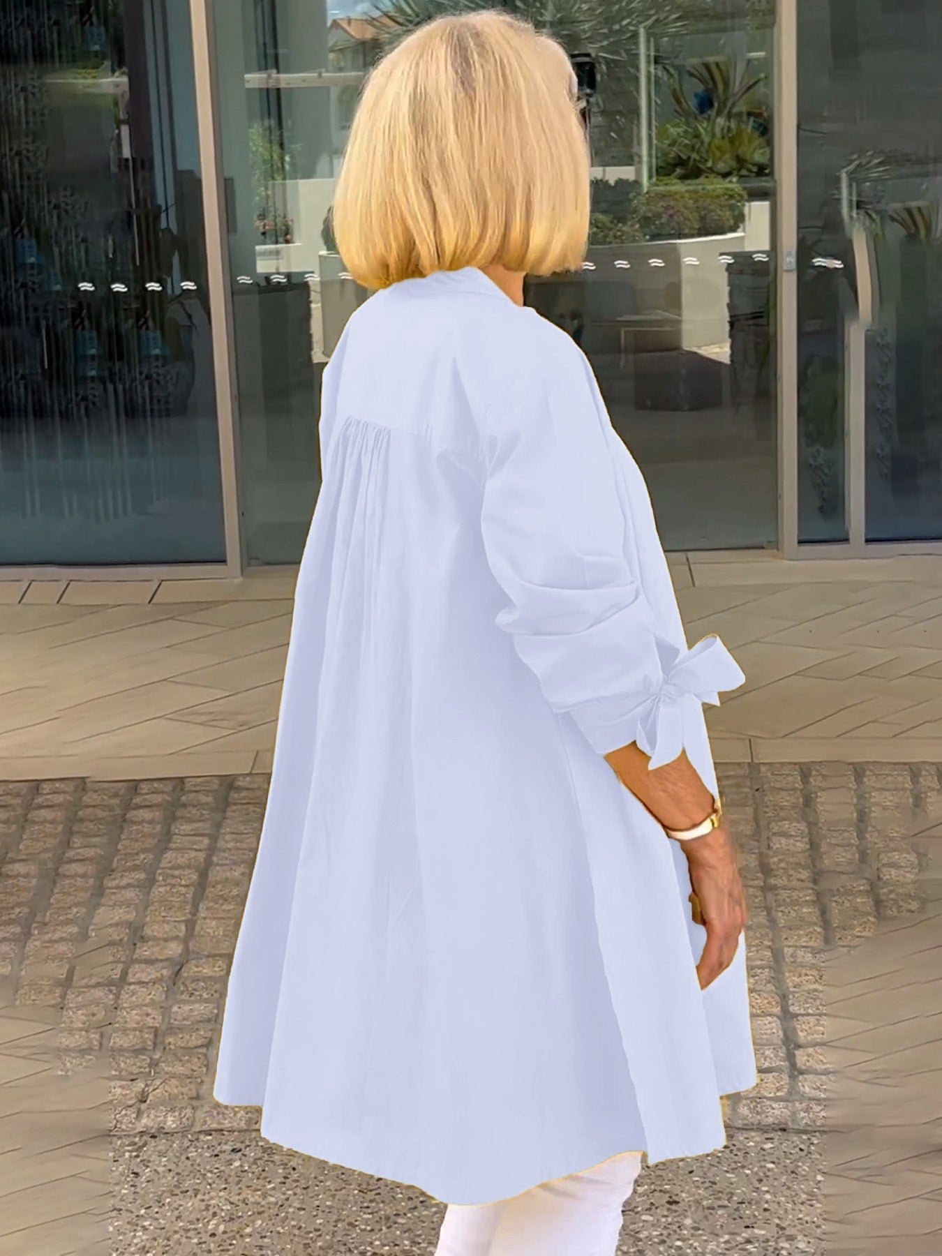 Liora™ – Long button-up cotton shirt jacket