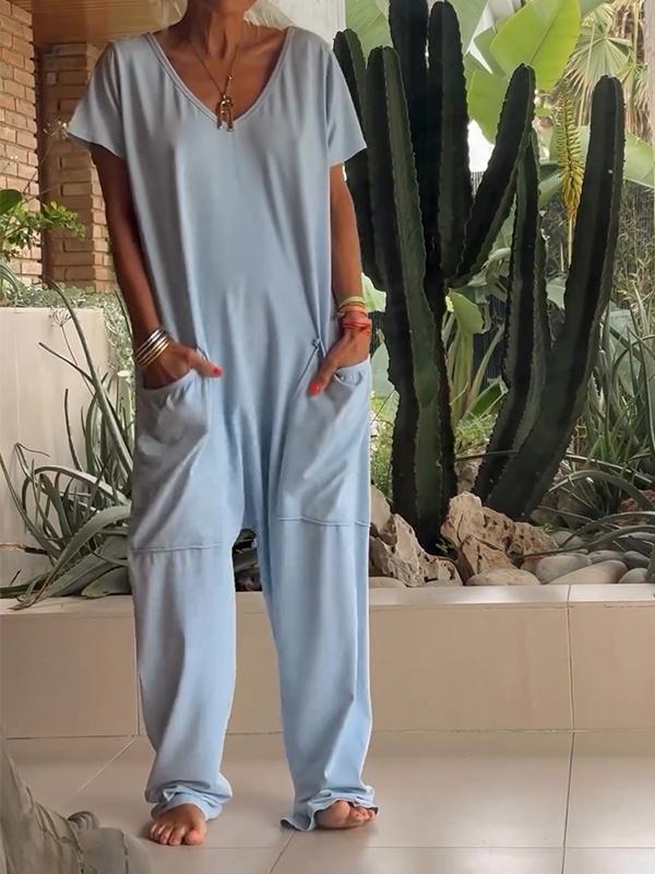 Zaria™ - Elegant V-Neck Jumpsuit: A Simple, Sophisticated and Versatile Style