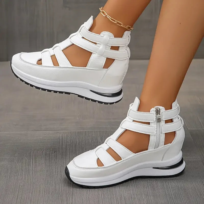 Romina - Elegant and lightweight wedge sandals with side zipper