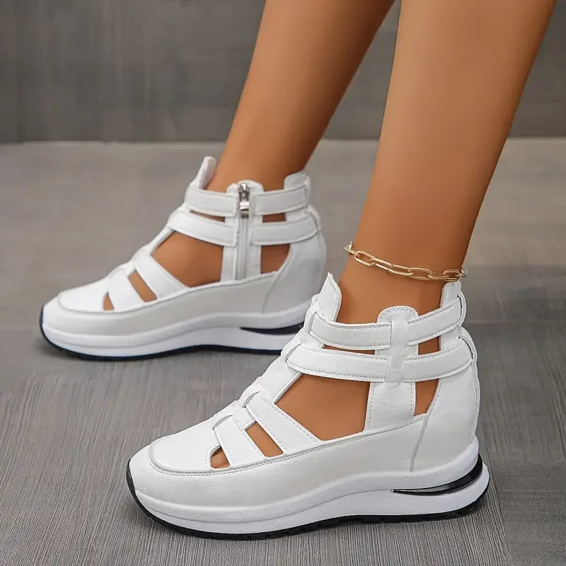 Romina - Elegant and lightweight wedge sandals with side zipper