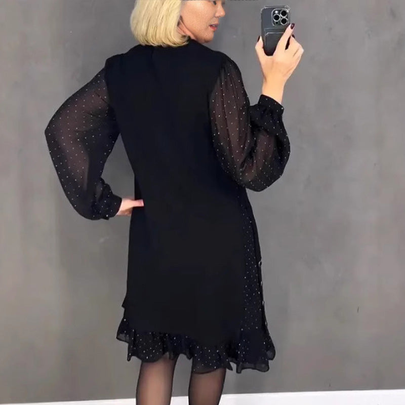 Thessariae - Elegant Crystal Dress with Round Neckline