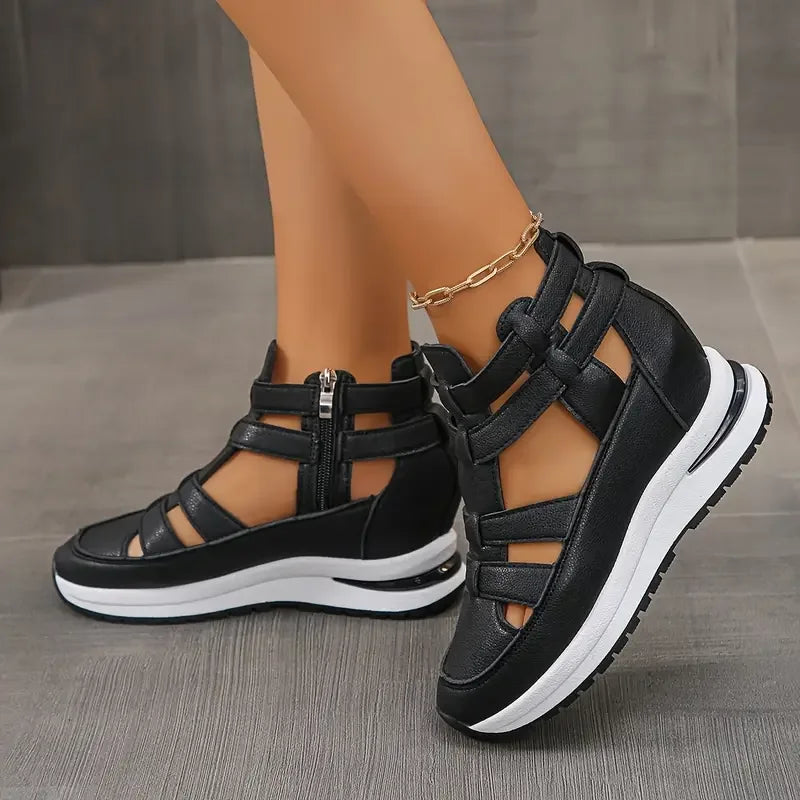 Romina - Elegant and lightweight wedge sandals with side zipper
