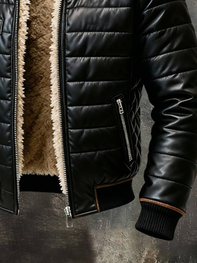 Serge - Black Quilted Jacket with Sherpa Lining