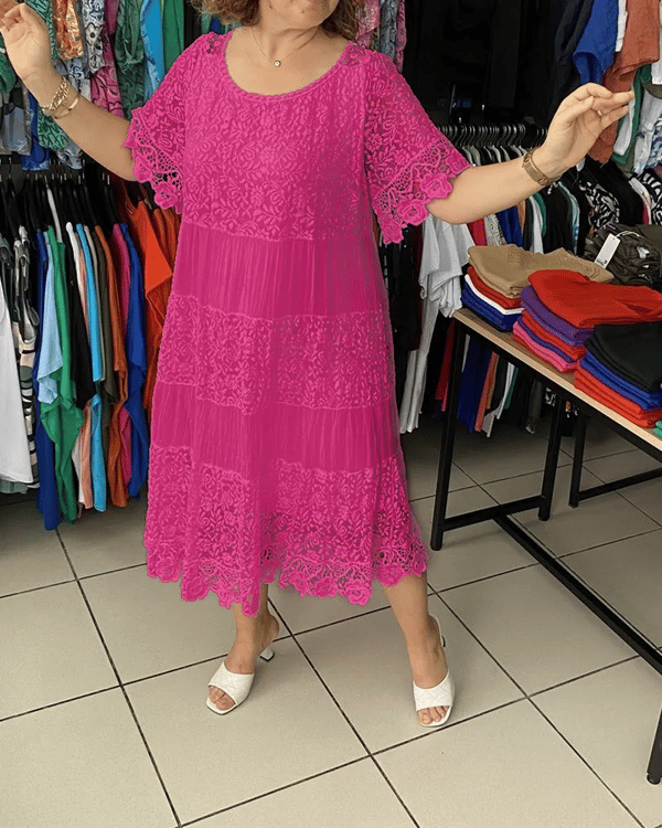 Gwenira™ - Elegant Plain Lace Dress - Subtle Refinement for All Occasions.