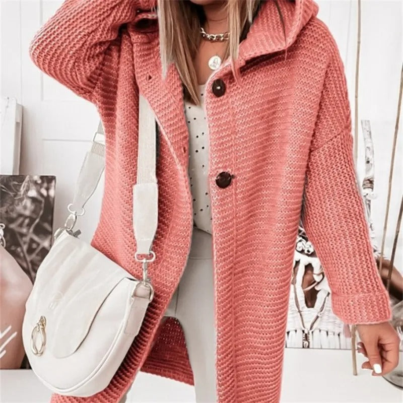 Araminta - Elegant Hooded Cashmere Knitwear Cardigan Sweater for Women | Ideal for Everyday Wear