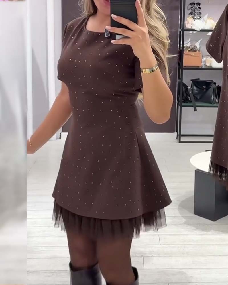 Helisanya - Elegant Sparkling Patchwork Dress