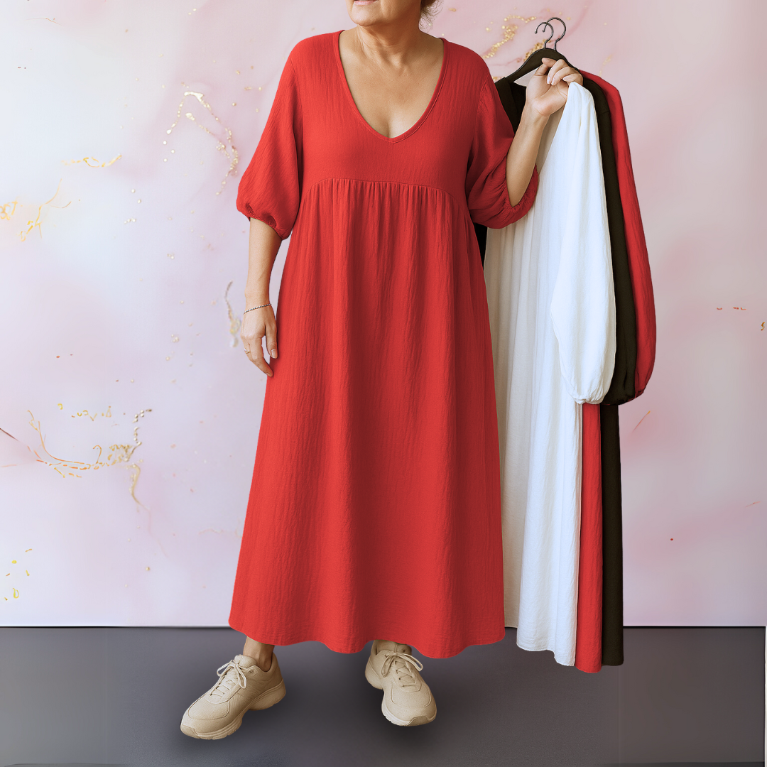 Cléo - Unicolored Dress with V-hals