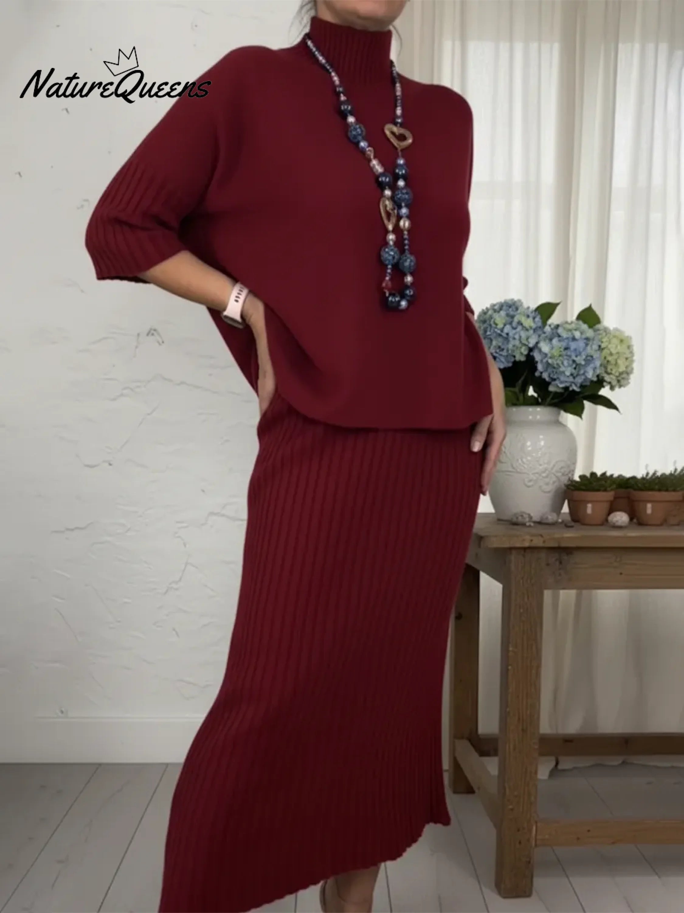 Auralinda - Knitted Two-Piece Set with Roll Neck