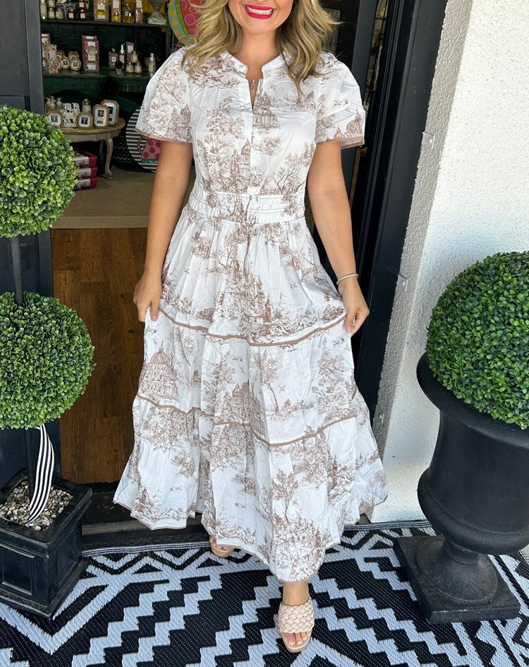 Selindra™ - Klassieke maxi-jurk met canvasprint 
