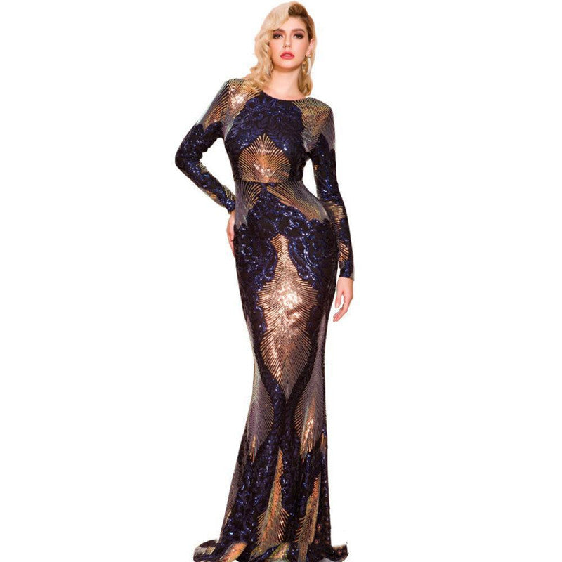 Backless Sequin Maxi Dress for Women – Sleeveless, High Waist
