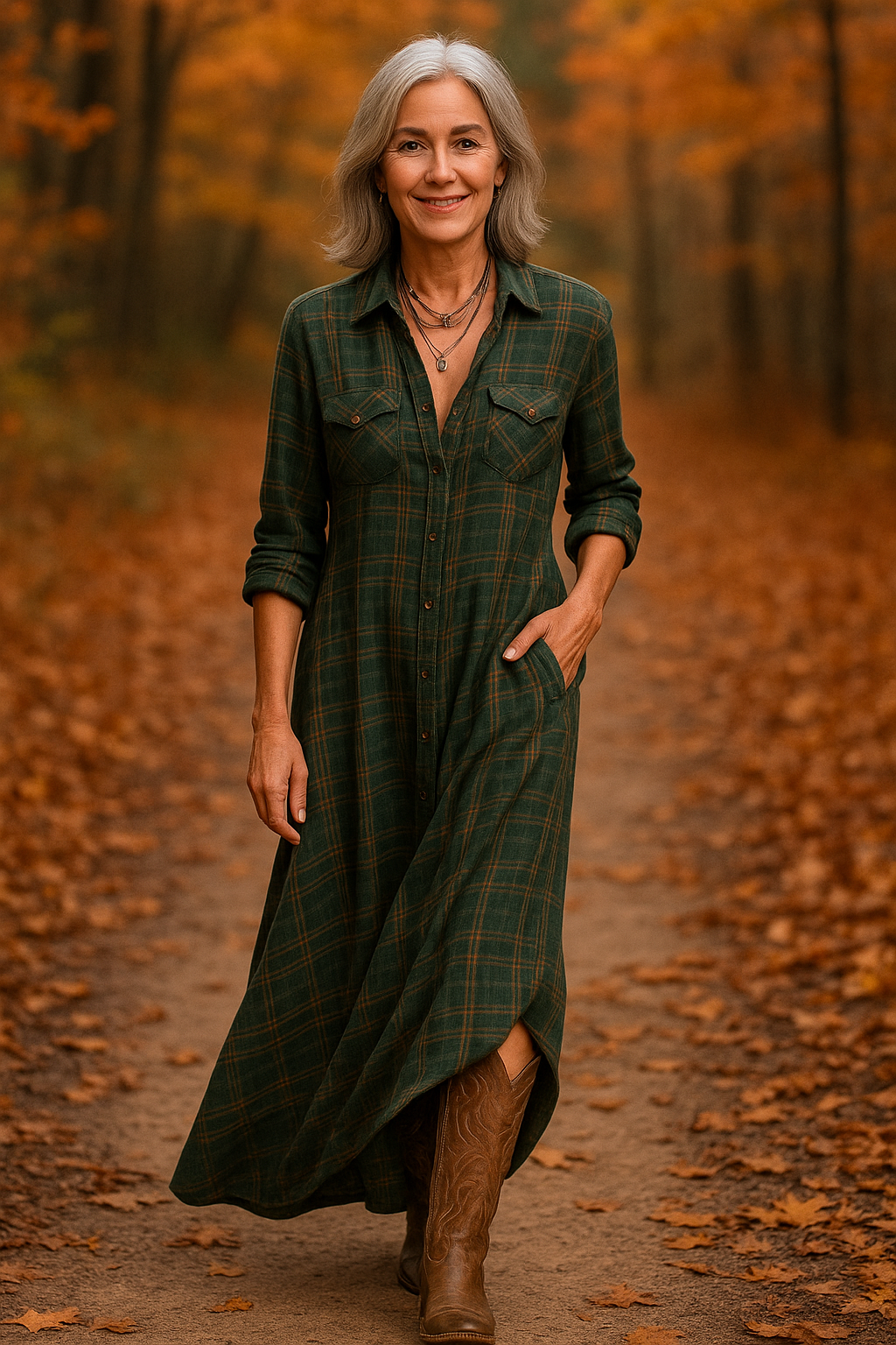 Dahlira - Elegant Long Buttoned Collar Dress