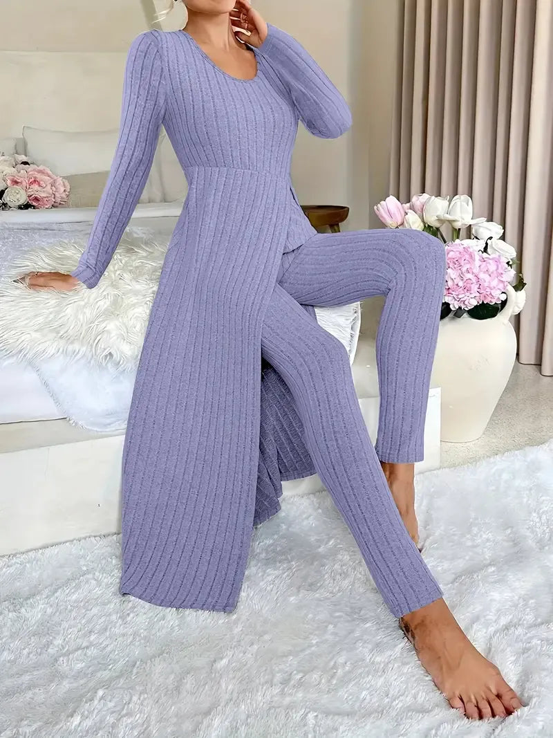 Helanise - Elegant Ribbed Two-Piece Set