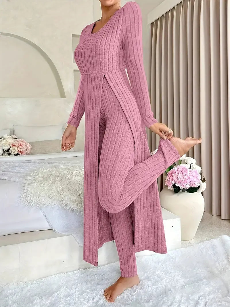 Helanise - Elegant Ribbed Two-Piece Set