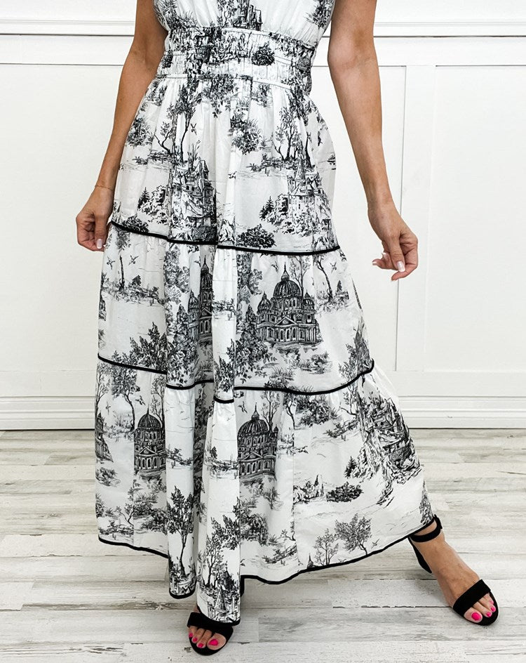 Selindra™ - Klassieke maxi-jurk met canvasprint 
