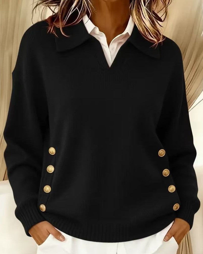 Belinara - Elegant Jumper with Gold Buttons
