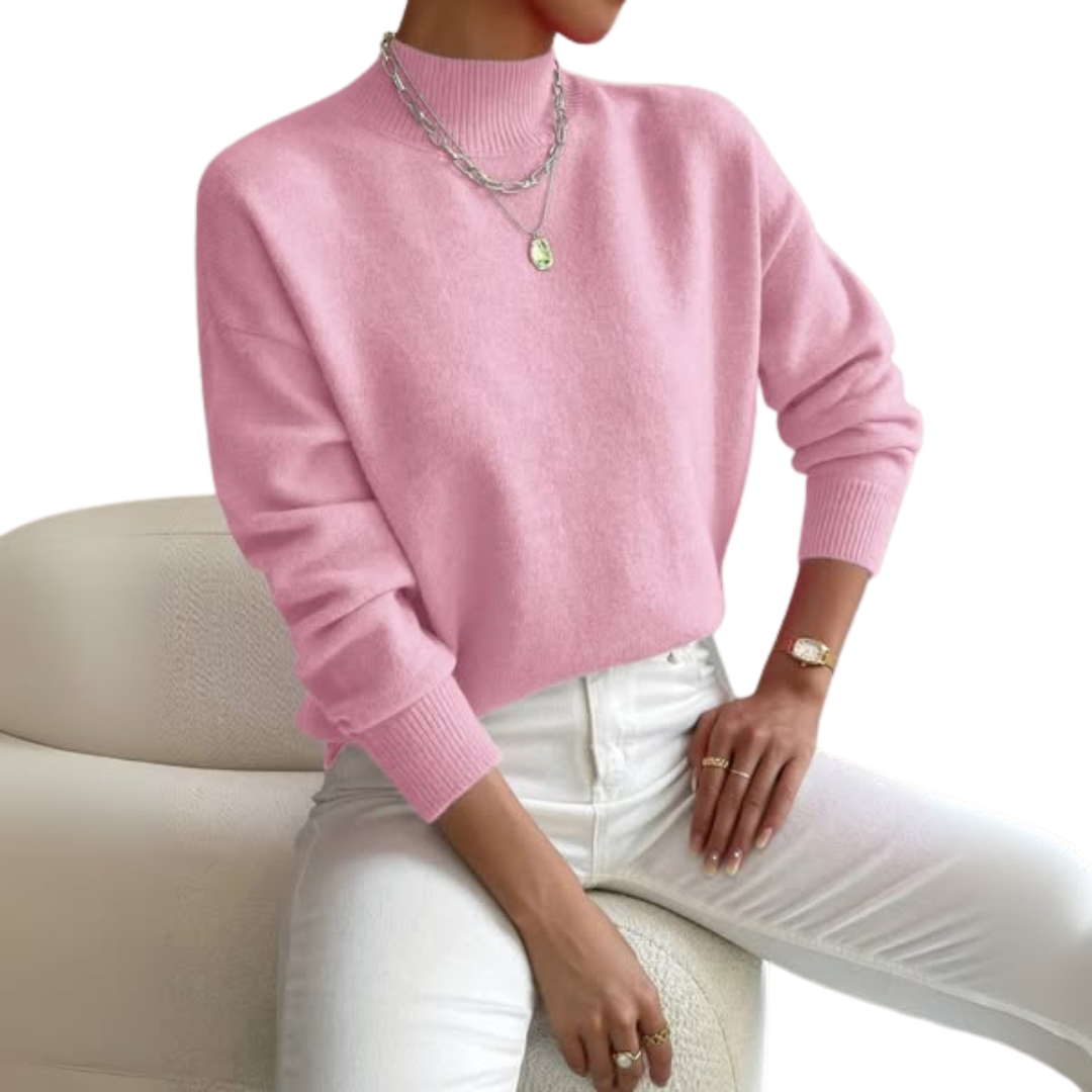 Gwenarae - Classic Polo Neck Jumper for Women