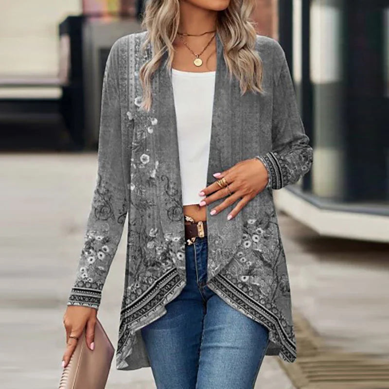 Jolindra - Lightweight Floral Open Collar Cardigan