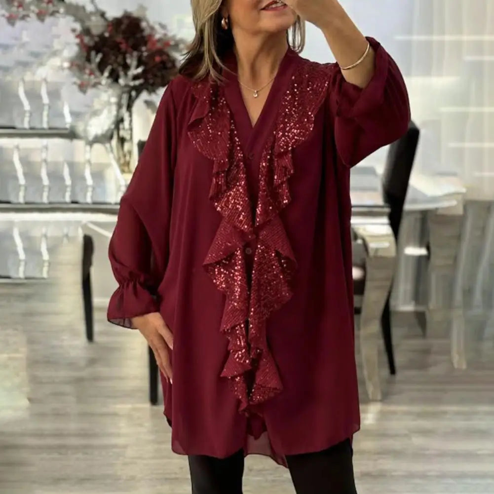 Tharalyn - Elegant Blouse with Fluid Ruffles
