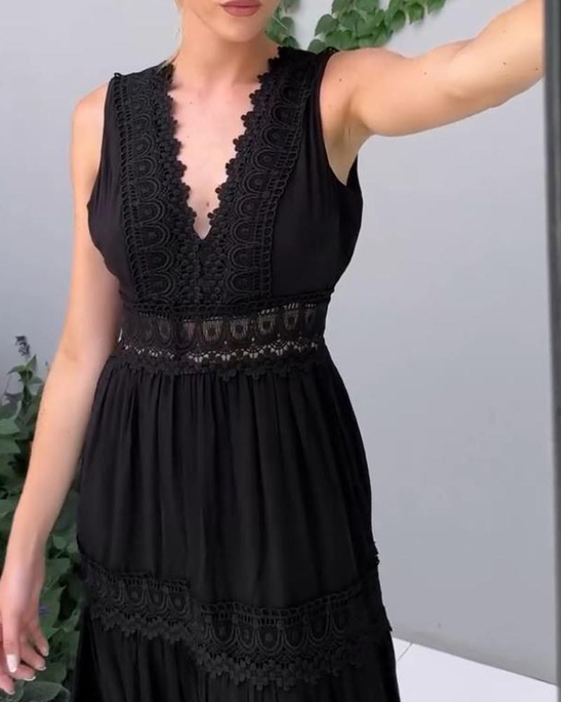 Mirna™ - V-neck lace tank dress