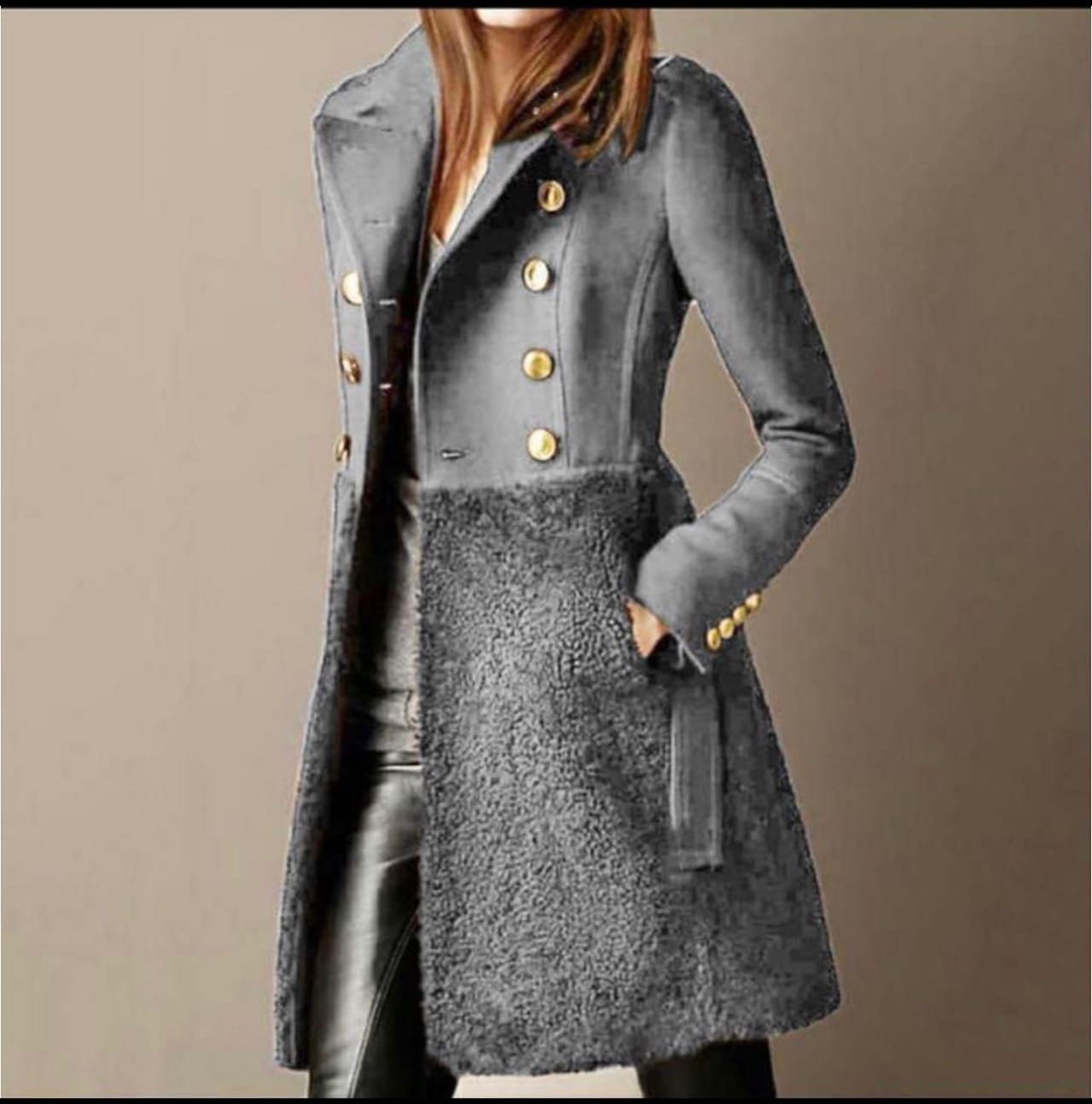 Pavielle - Elegant Double-Breasted Winter Coat with Pockets