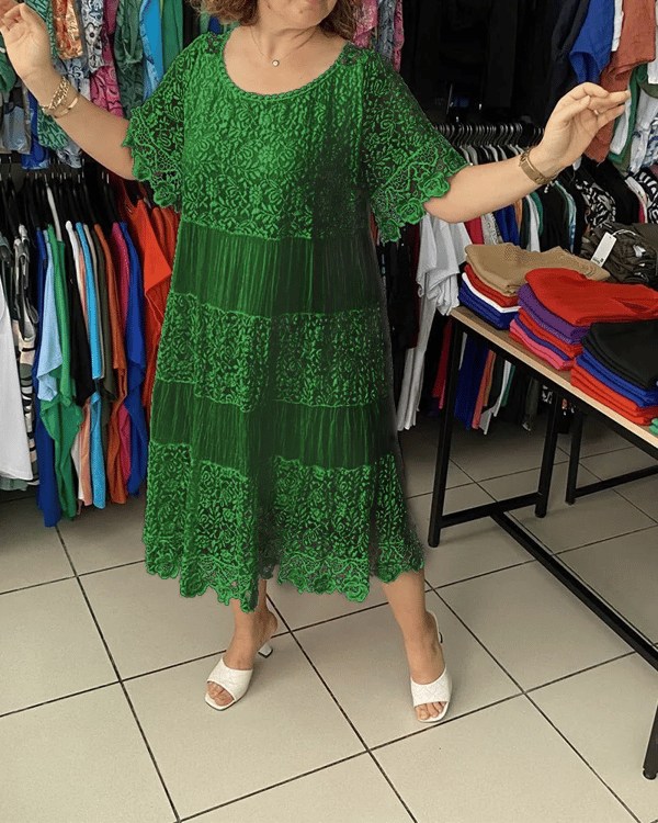 Gwenira™ - Elegant Plain Lace Dress - Subtle Refinement for All Occasions.
