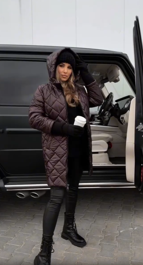 Cyranella - Long Padded Coat for Women with Hood