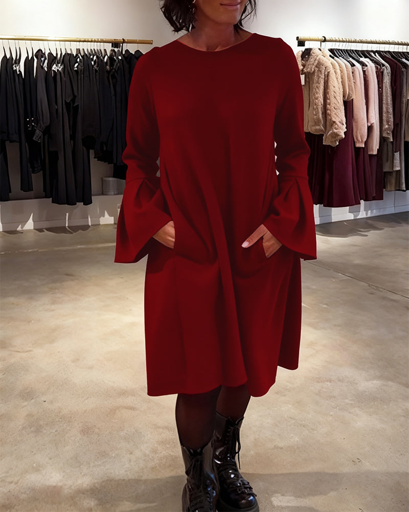Jovalinne - Casual Flared Sleeve Dress