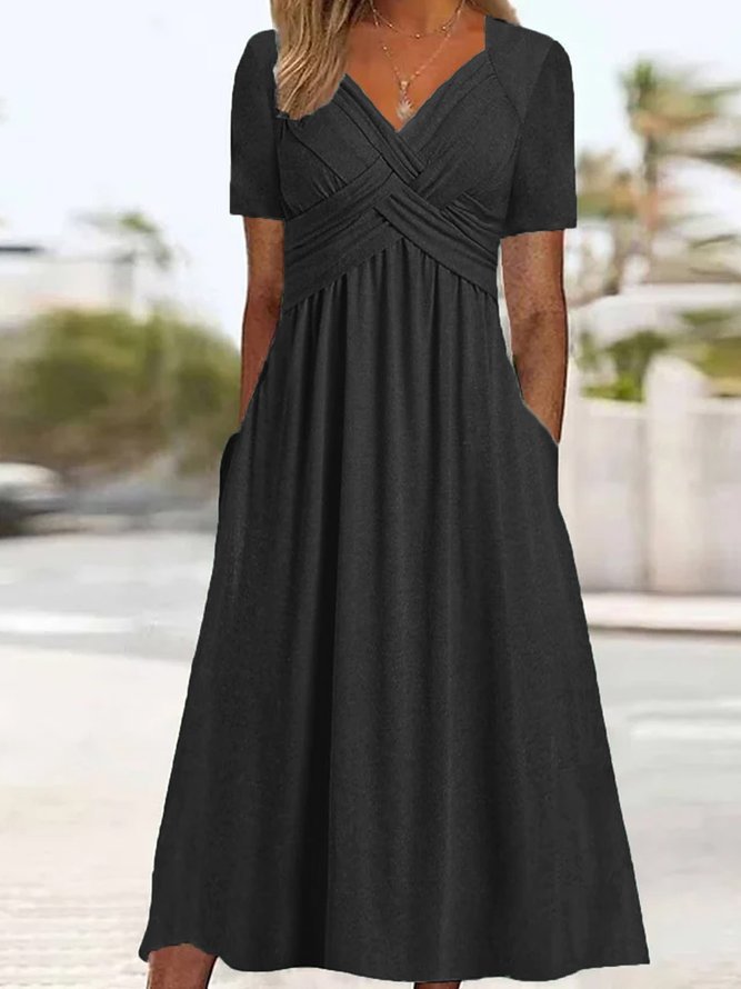 Malina - Elegant Fluid Silhouette V-Neck Dress