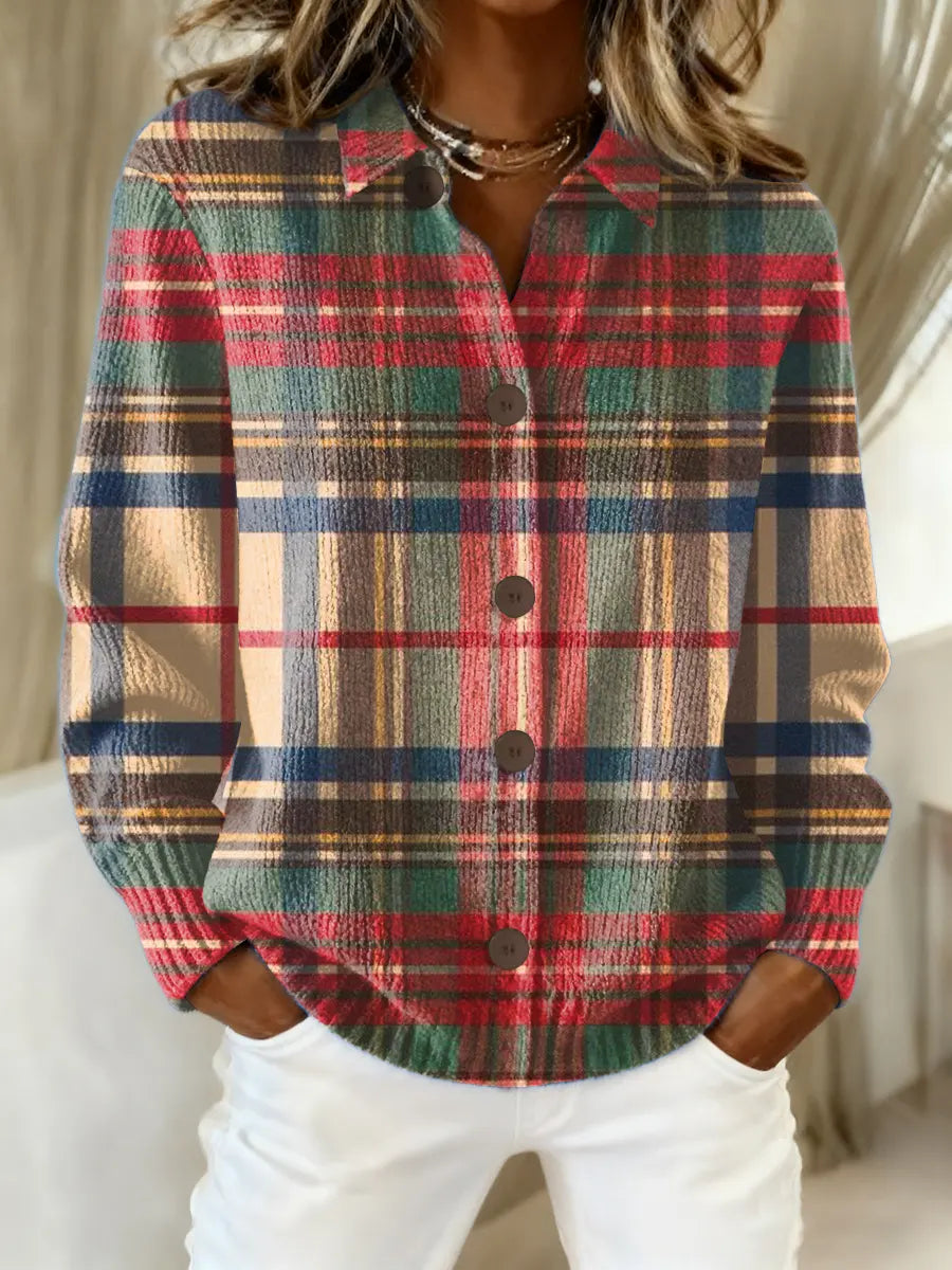 Belivianne - Festive Women's Checkered Blouse