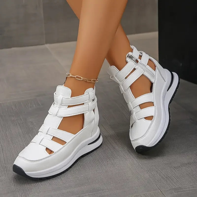 Romina - Elegant and lightweight wedge sandals with side zipper