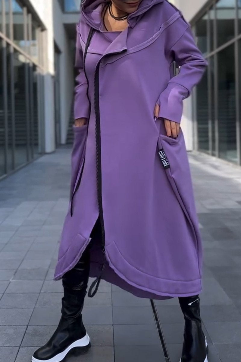 Sylvaya - Women's hooded sweater dress with long sleeves