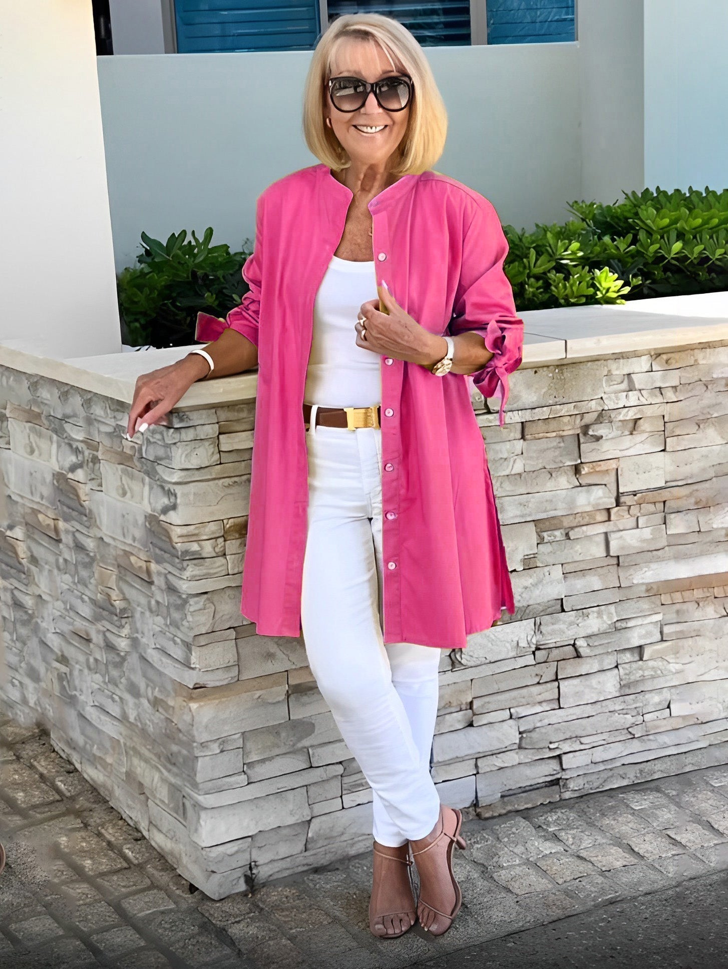 Liora™ – Long button-up cotton shirt jacket