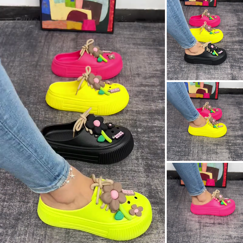 Auralie - Breathable Slippers with Floral Decoration