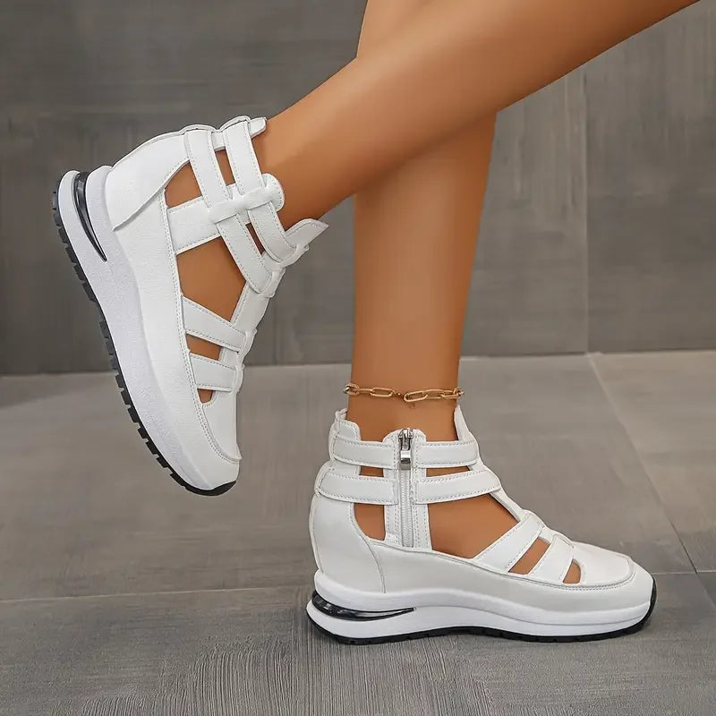 Romina - Elegant and lightweight wedge sandals with side zipper